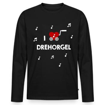 Drehorgel Herz für Drehorgelspieler - Männer Premium Bio Langarmshirt - Schwarz - Vorne - Nico (187cm)