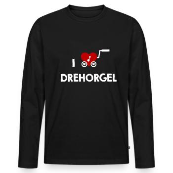 Drehorgel Herz für Drehorgelspieler  - Männer Premium Bio Langarmshirt - Schwarz - Vorne - Nico (187cm)