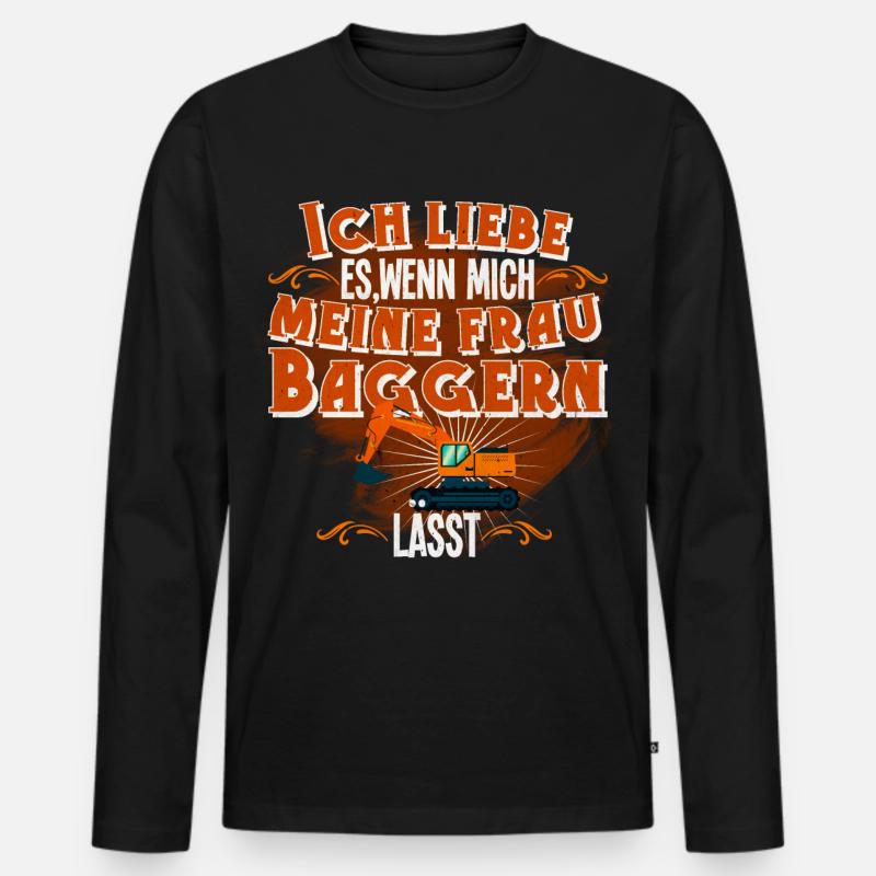 Bagger - Männer Premium Bio Langarmshirt - Schwarz