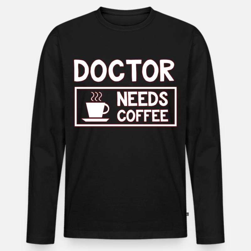 Arzt Kaffee - Männer Premium Bio Langarmshirt - Schwarz