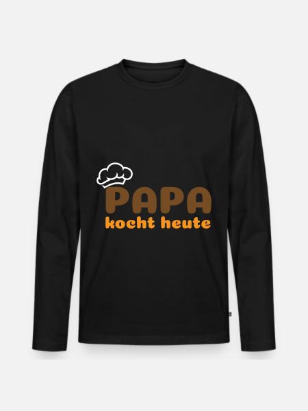 Papa kocht heute - Männer Premium Bio Langarmshirt - Schwarz