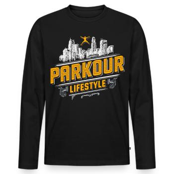 Parkour - Freerunning - Parcour - Men's Premium Organic Long Sleeve Shirt - black - Front - Nico (187cm)