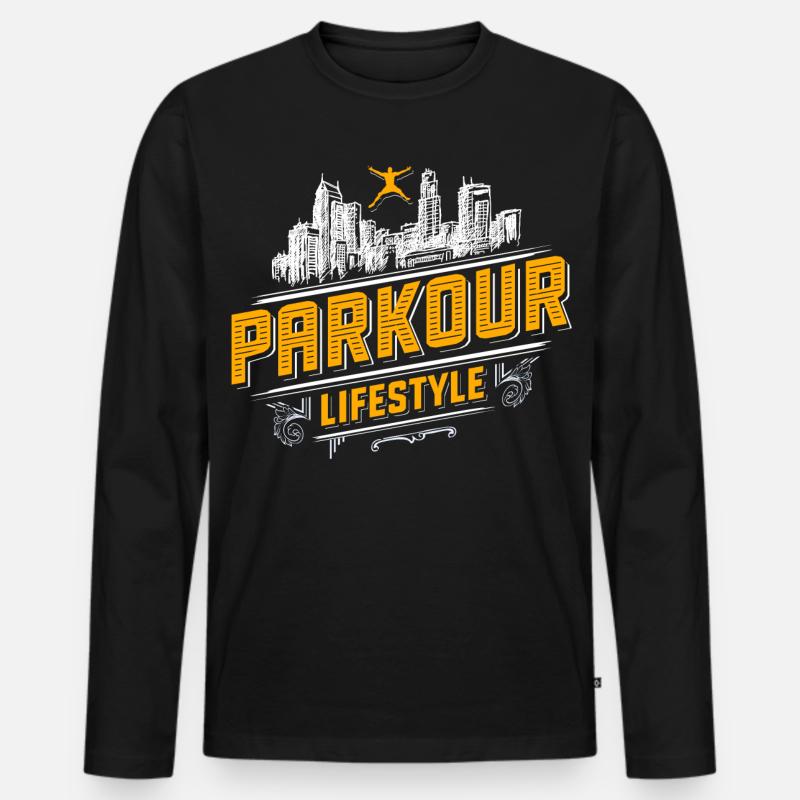 Parkour - Freerunning - Parcour - Männer Premium Bio Langarmshirt - Schwarz