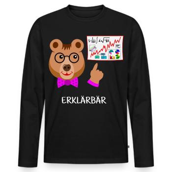 Erklärbär, Lehrer lustiger Bär intelligent, schlau - Männer Premium Bio Langarmshirt - Schwarz - Vorne - Nico (187cm)