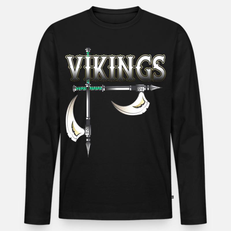 Wikinger Krieger - Männer Premium Bio Langarmshirt - Schwarz