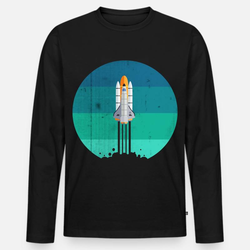 Raumfahrt Rakete Raketenstart - Männer Premium Bio Langarmshirt - Schwarz