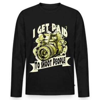Photo photo photograph - T-shirt manches longues Premium bio Homme - noir - Devant - Nico (187cm)