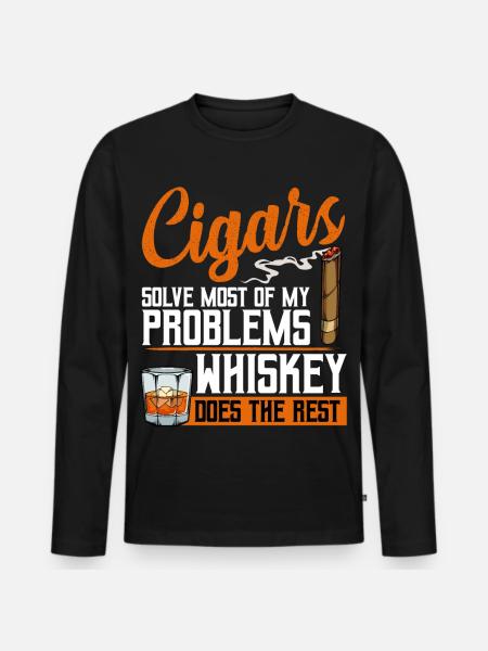Cigars Solve Problems, Whiskey Does the Rest - Männer Premium Bio Langarmshirt - Schwarz
