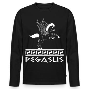 Cheval Pégase blanc - T-shirt manches longues Premium bio Homme - noir - Devant - Nico (187cm)