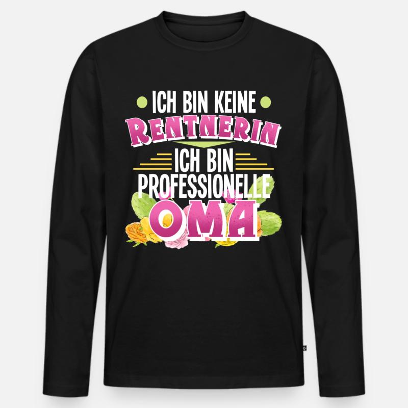 Oma Rentnerin - Männer Premium Bio Langarmshirt - Schwarz