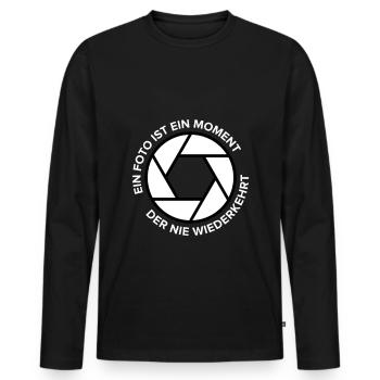 Une photo est un moment qui ne revient jamais - T-shirt manches longues Premium bio Homme - noir - Devant - Nico (187cm)