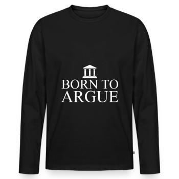 Né pour argumenter - avocat - tribunal - juge - T-shirt manches longues Premium bio Homme - noir - Devant - Nico (187cm)
