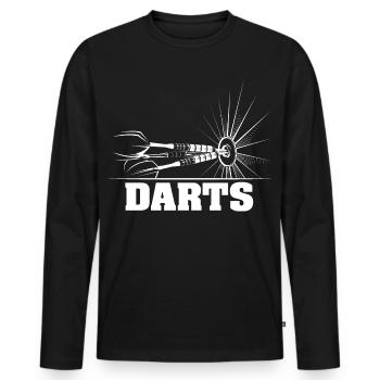 Darts Dart Player Arrows Illustration Bar Sports - Men's Premium Organic Long Sleeve Shirt - black - Front - Nico (187cm)