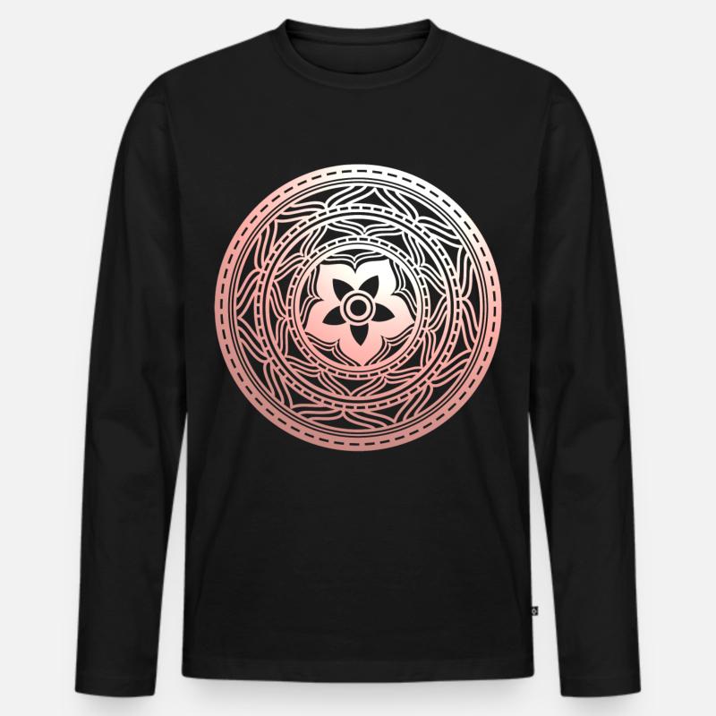 Pastellflorales Mandala-Muster - Männer Premium Bio Langarmshirt - Schwarz