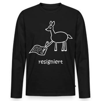 resigniert, Reh, lustiges Reh, Wortspiel, Tiere - Männer Premium Bio Langarmshirt - Schwarz - Vorne - Nico (187cm)