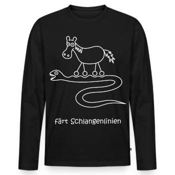 färt Schlangenlinien, Pferd mit Rädern, Schlange - Männer Premium Bio Langarmshirt - Schwarz - Vorne - Nico (187cm)