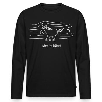 färt im Wind, Pferd mit Rädern im Sturm, Wetter - Männer Premium Bio Langarmshirt - Schwarz - Vorne - Nico (187cm)
