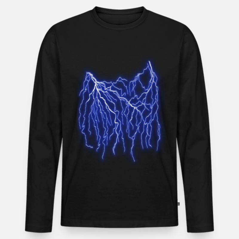 Blitze - Männer Premium Bio Langarmshirt - Schwarz