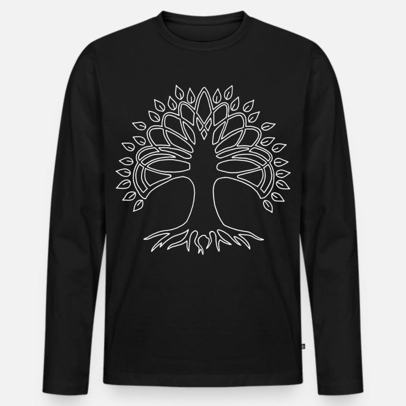 Weißer Baum des Lebens - Männer Premium Bio Langarmshirt - Schwarz