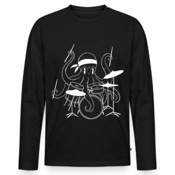 Octopus Drums - Men's Premium Organic Long Sleeve Shirt - black - Front - Nico (187cm)