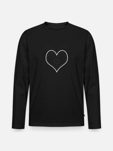 Minimal Heart Duo Outline - Men's Premium Organic Long Sleeve Shirt - black