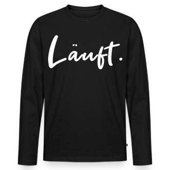 Läuft. – Handlettering Statement - Männer Premium Bio Langarmshirt - Schwarz - Vorne - Nico (187cm)