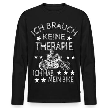 Motorradfahrer - Männer Premium Bio Langarmshirt - Schwarz - Vorne - Nico (187cm)