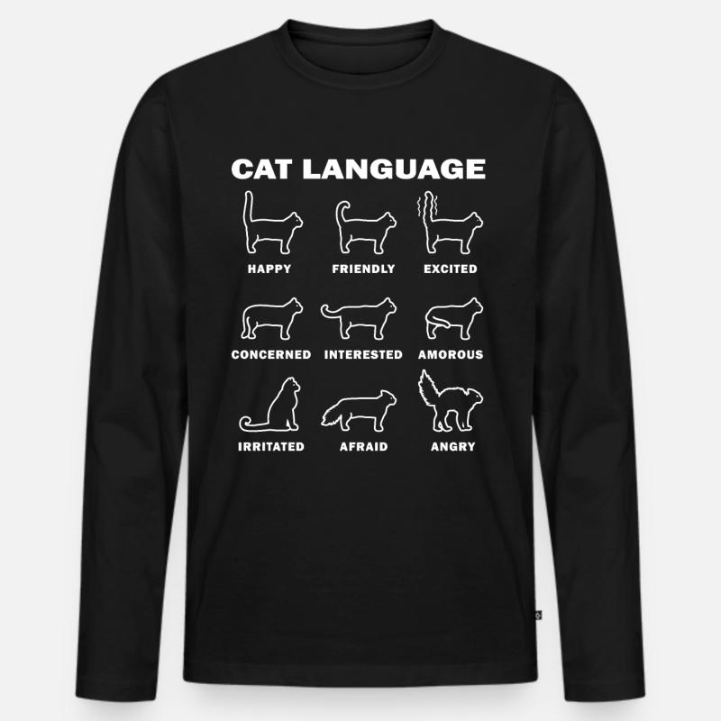 Sprache der Katzen - Männer Premium Bio Langarmshirt - Schwarz