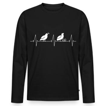 Battement de cœur de caille, caille, reproduction - T-shirt manches longues Premium bio Homme - noir - Devant - Nico (187cm)