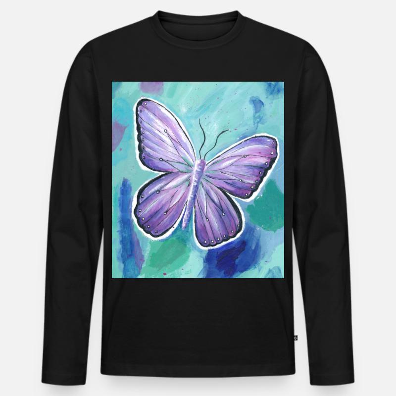 Schmetterling - Männer Premium Bio Langarmshirt - Schwarz