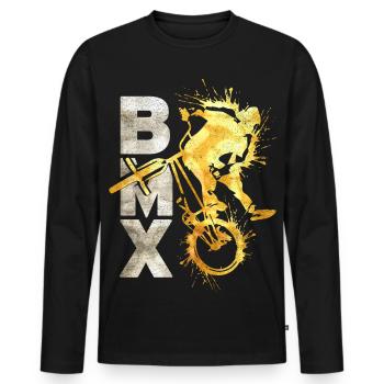 BMX - Bmx - bmx - Fahrrad - BMX Bike - Männer Premium Bio Langarmshirt - Schwarz - Vorne - Nico (187cm)