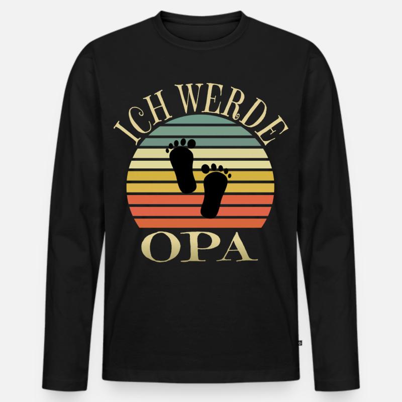 Ich werde Opa - Männer Premium Bio Langarmshirt - Schwarz