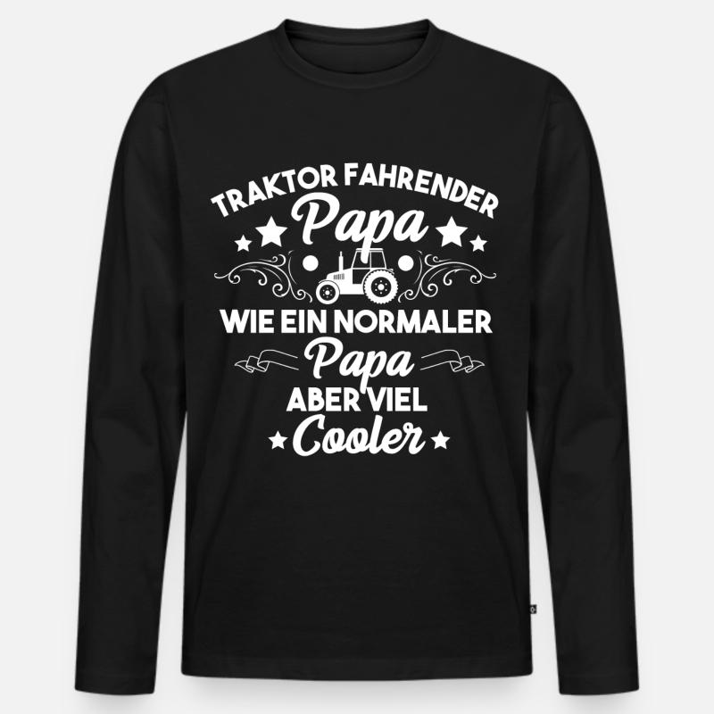 Papa Landwirt Traktor - Männer Premium Bio Langarmshirt - Schwarz