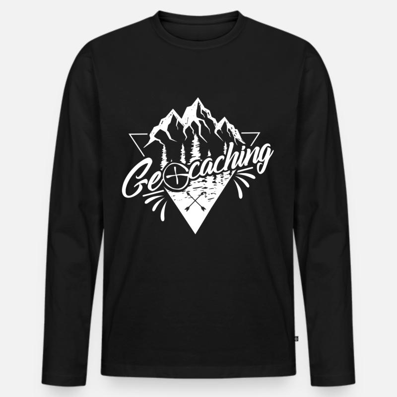 Geocaching - Männer Premium Bio Langarmshirt - Schwarz