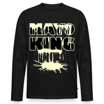 Mayo King - Mayonnaise spilled - Men's Premium Organic Long Sleeve Shirt - black - Front - Nico (187cm)