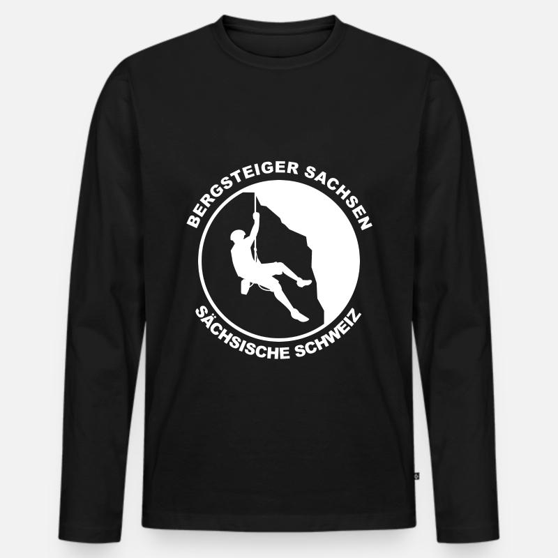 Bergsteiger Sächsische Schweiz Logo - Männer Premium Bio Langarmshirt - Schwarz