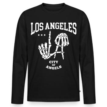 Los Angeles la Stadt der Engel - Männer Premium Bio Langarmshirt - Schwarz - Vorne - Nico (187cm)