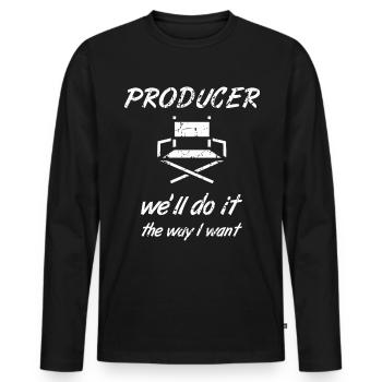 Producteur de vidéos - T-shirt manches longues Premium bio Homme - noir - Devant - Nico (187cm)