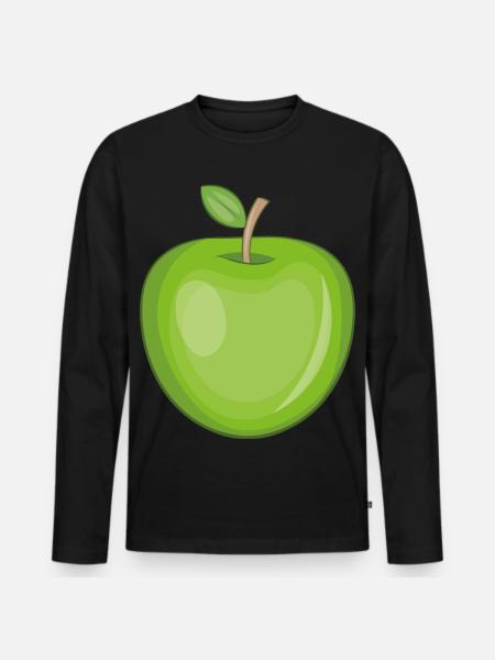 Funny sticker of an apple - Men's Premium Organic Long Sleeve Shirt - black