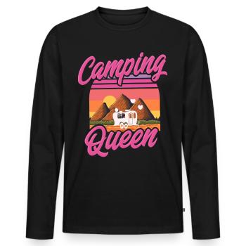 Camping Queen - T-shirt manches longues Premium bio Homme - noir - Devant - Nico (187cm)