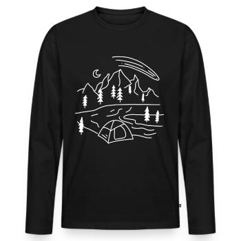 Zelten - Männer Premium Bio Langarmshirt - Schwarz - Vorne - Nico (187cm)