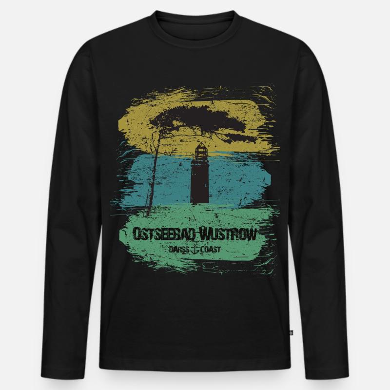 Wustrow Ostsee - DarssCoast - Halbinsel Darss - Männer Premium Bio Langarmshirt - Schwarz
