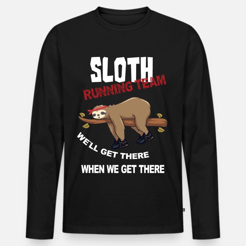 Lustiger Sloth Laufteam Design - Männer Premium Bio Langarmshirt - Schwarz