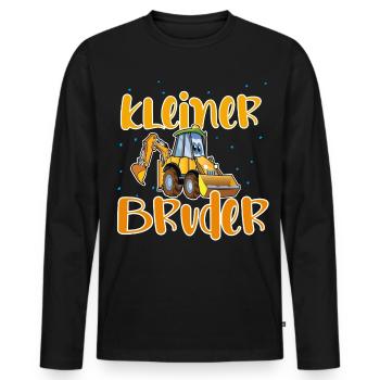 Kleiner Bruder Bagger - Männer Premium Bio Langarmshirt - Schwarz - Vorne - Nico (187cm)