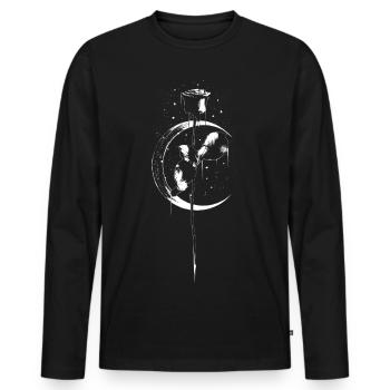 Rose vintage moon sickle witchcraft occult gothic - Men's Premium Organic Long Sleeve Shirt - black - Front - Nico (187cm)
