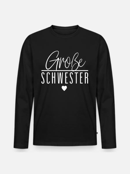 Große Schwester - Männer Premium Bio Langarmshirt - Schwarz