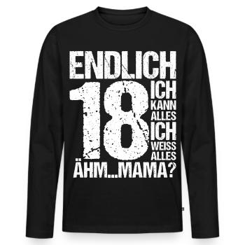 Endlich 18. Geburtstag Ich Kann Alles 18 Jahre - Männer Premium Bio Langarmshirt - Schwarz - Vorne - Nico (187cm)