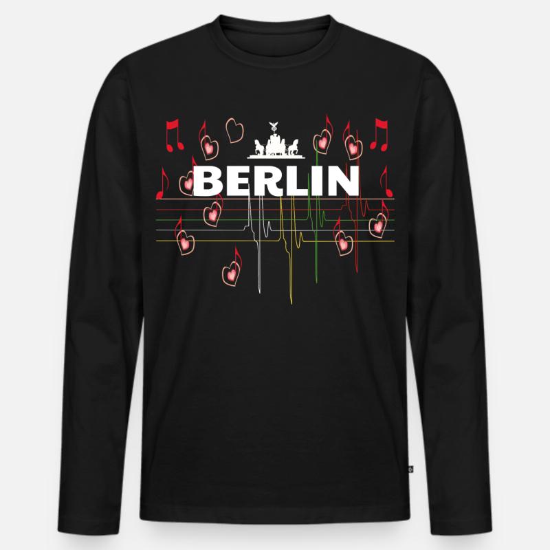 I Love Berlin - Männer Premium Bio Langarmshirt - Schwarz