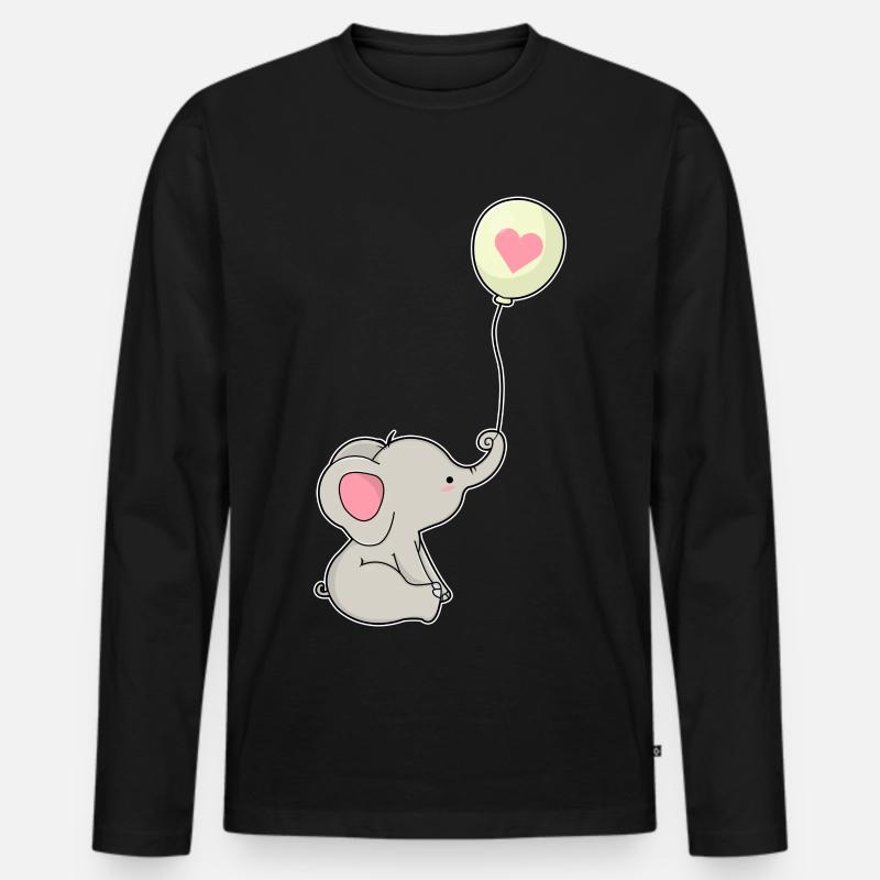 Elefant Luftballon  - Männer Premium Bio Langarmshirt - Schwarz