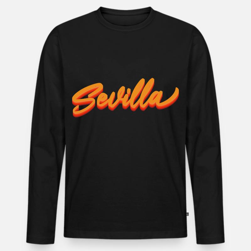 Sevilla Gradient Script Logo - Männer Premium Bio Langarmshirt - Schwarz
